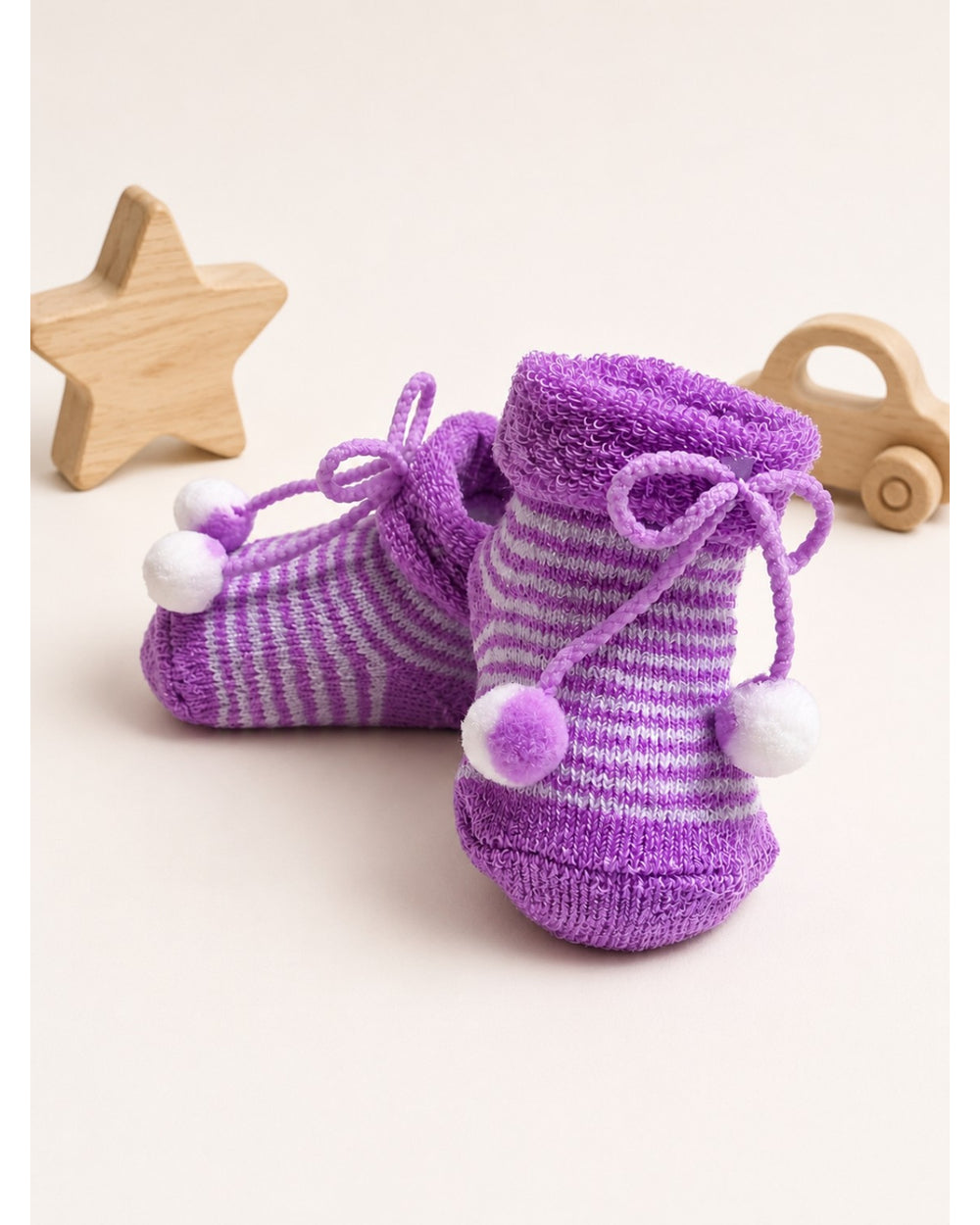 ChiqChaps purple cherry striped socks for kids