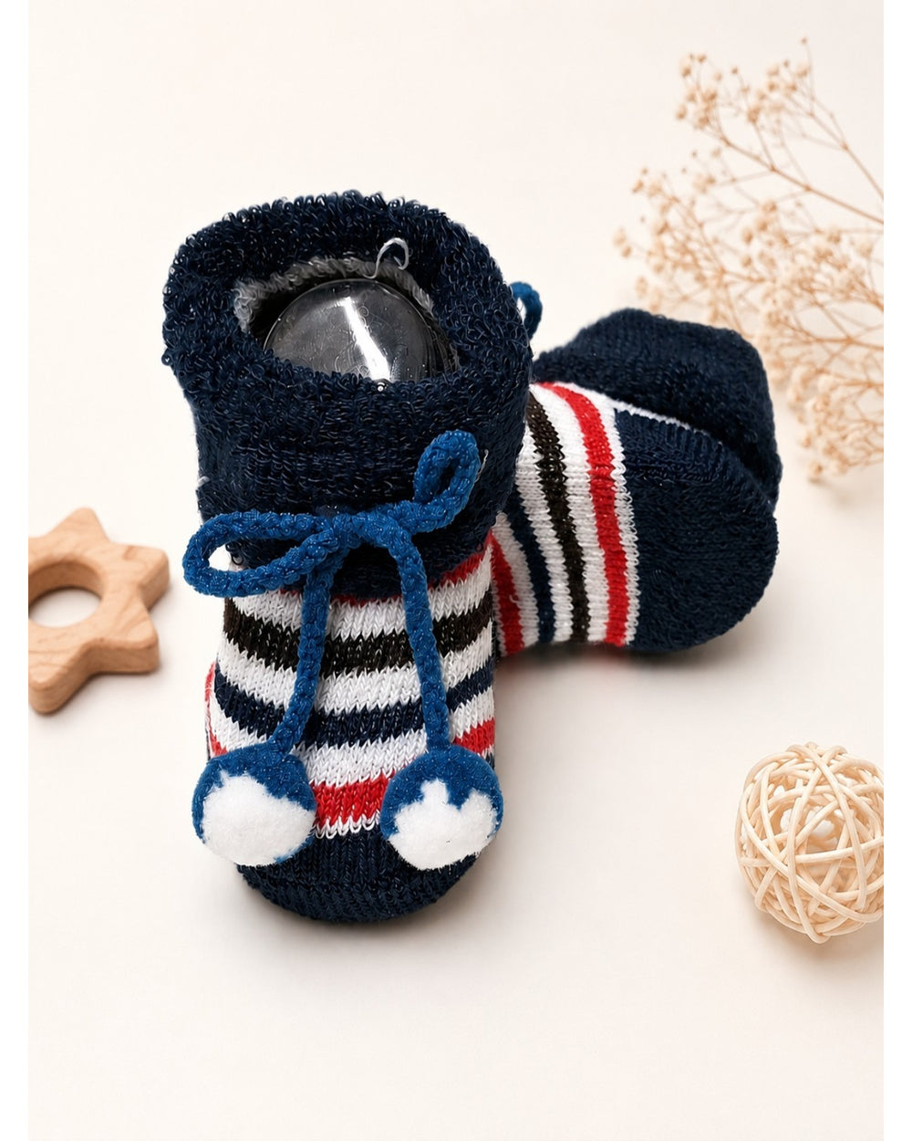 ChiqChaps navy blue cherry striped socks for kids