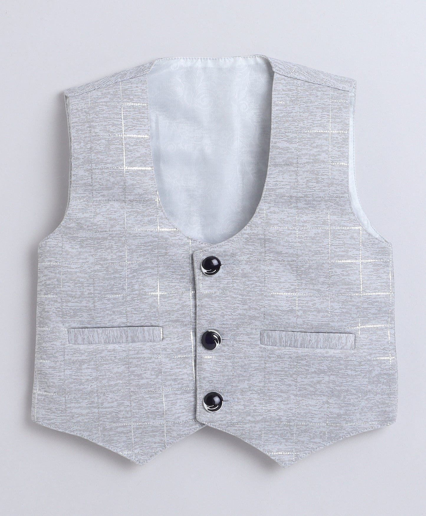 6035 Grey Waist Coat with Black Shirt