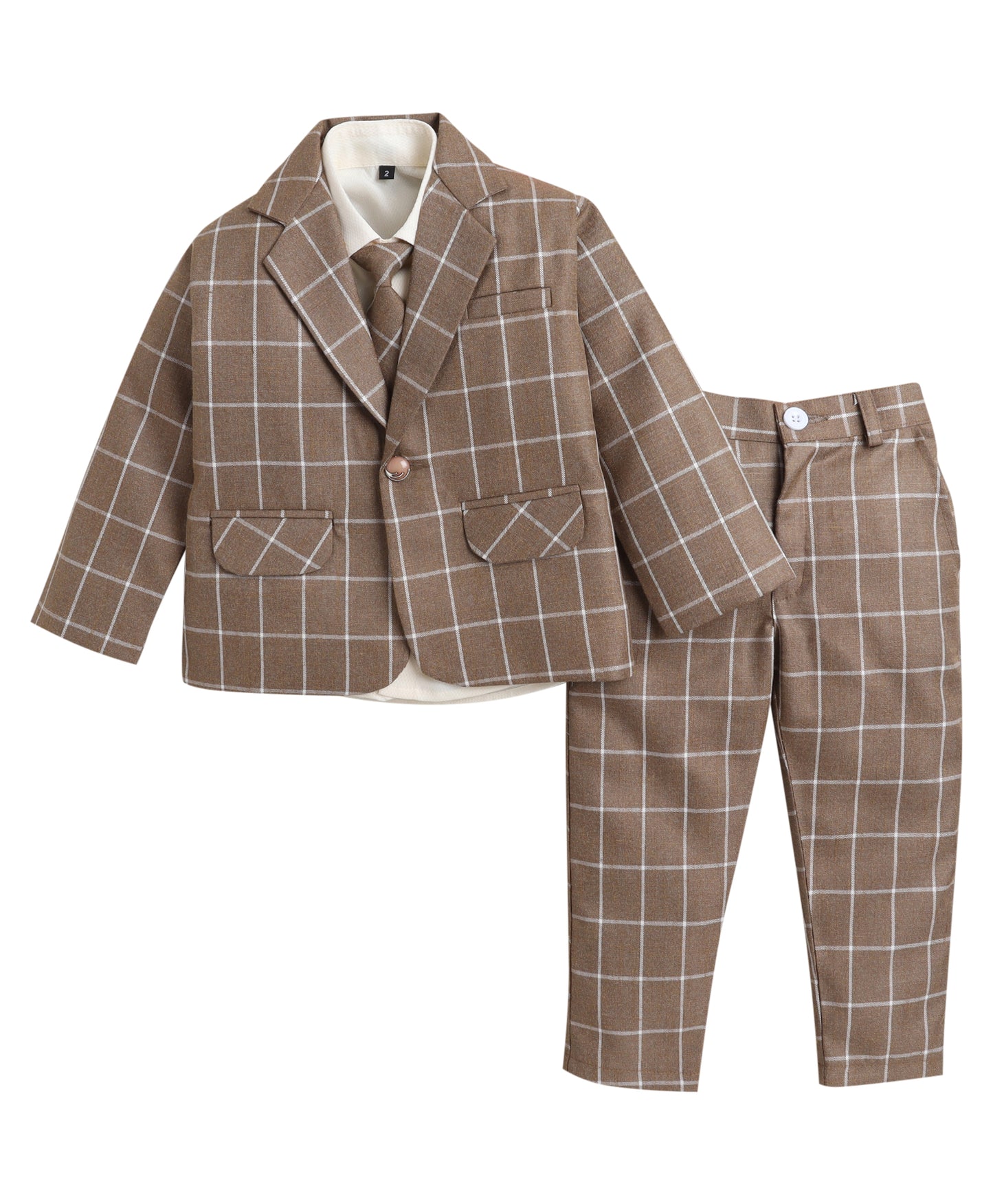 4076 Brown Checks Coat Suit
