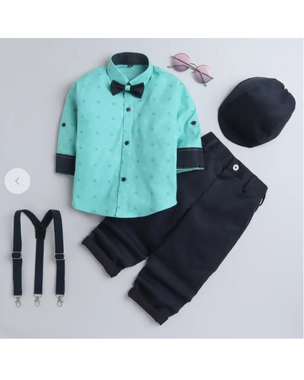 4026 turquoise printed shirt and pant set for boys