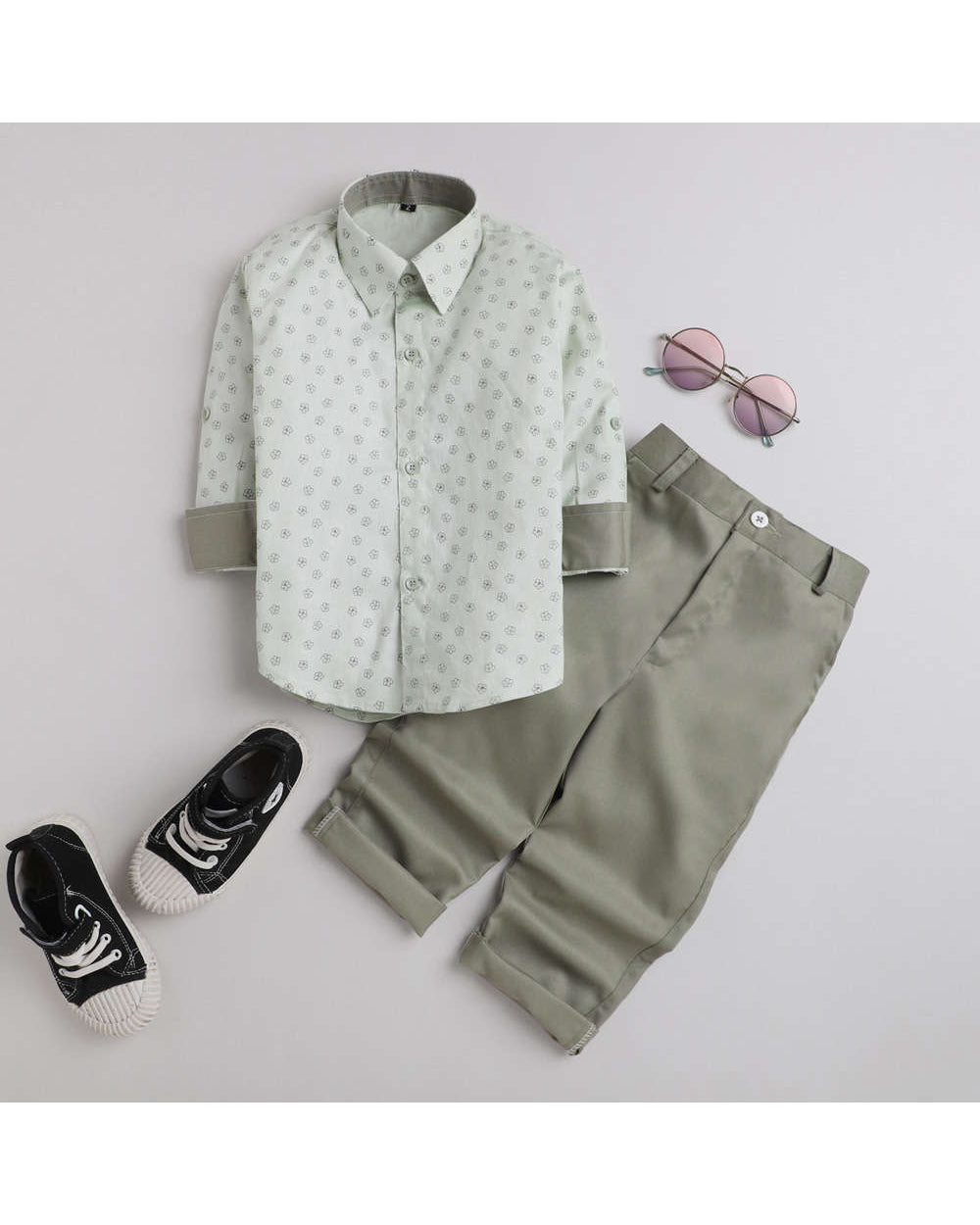 4028 pista floral shirt and pant set for boys