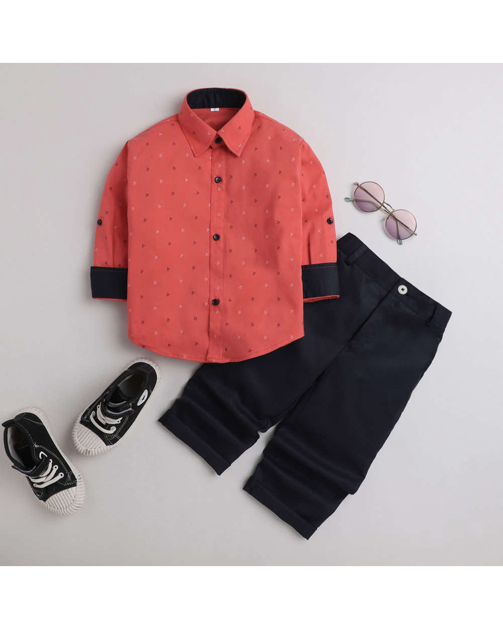4030 Boys Red Q Shirt & Pant Set