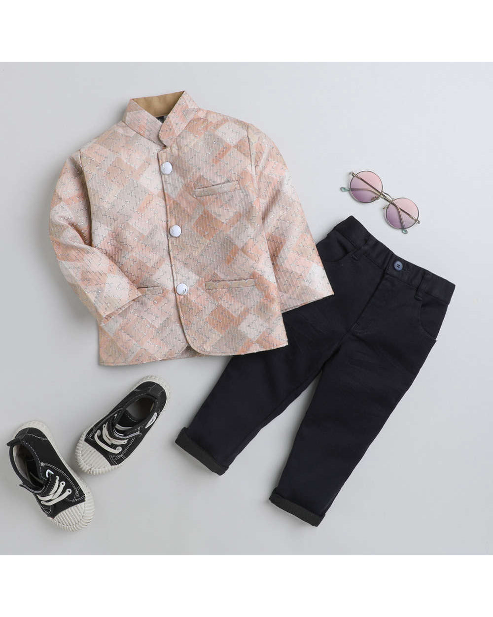 4042 peach Jodhpuri suit for boys