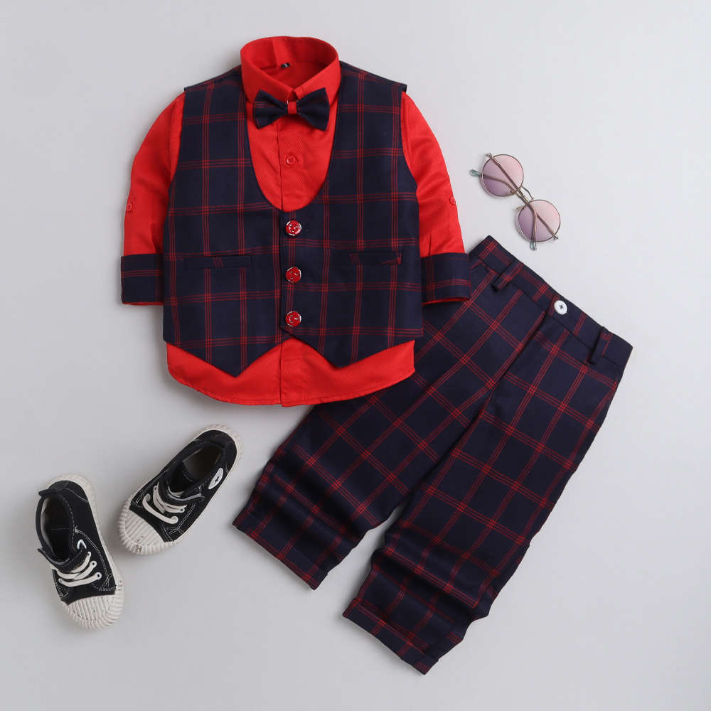 4050 Navy & Red Checks v/c