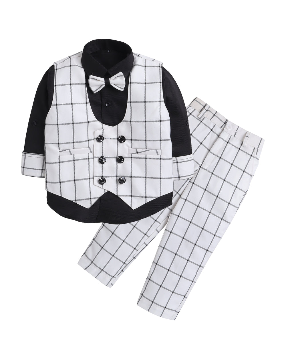 6030D cream checked waistcoat for boys