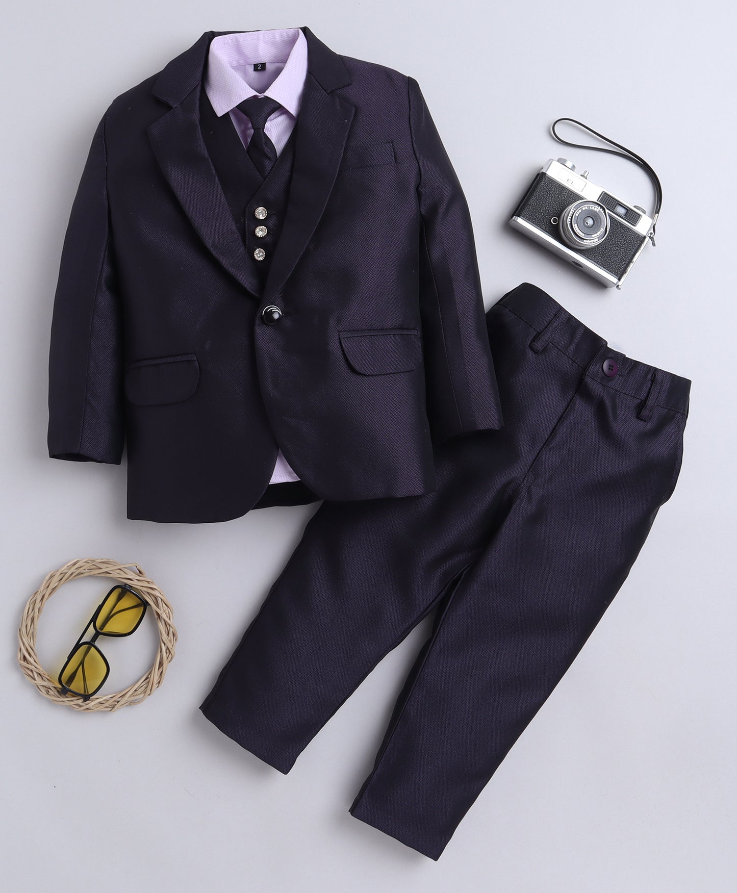 6034 Wine Blazer with 3 Button Waistcoat