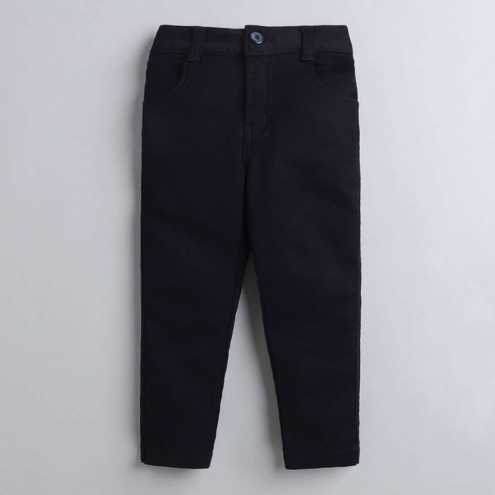 5034 Boys Beige and Black Solid Blazer & Pant Formal Set