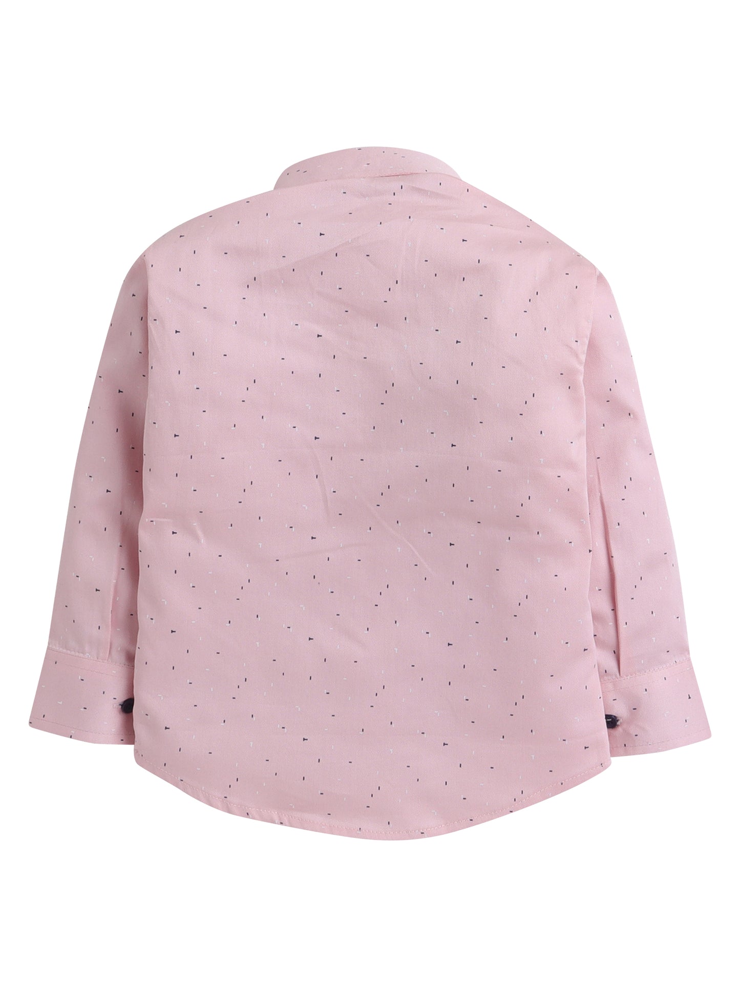 4046 Boys Pink & Navy Micro Print Shirt & Pant Set With Bow Tie & Suspender