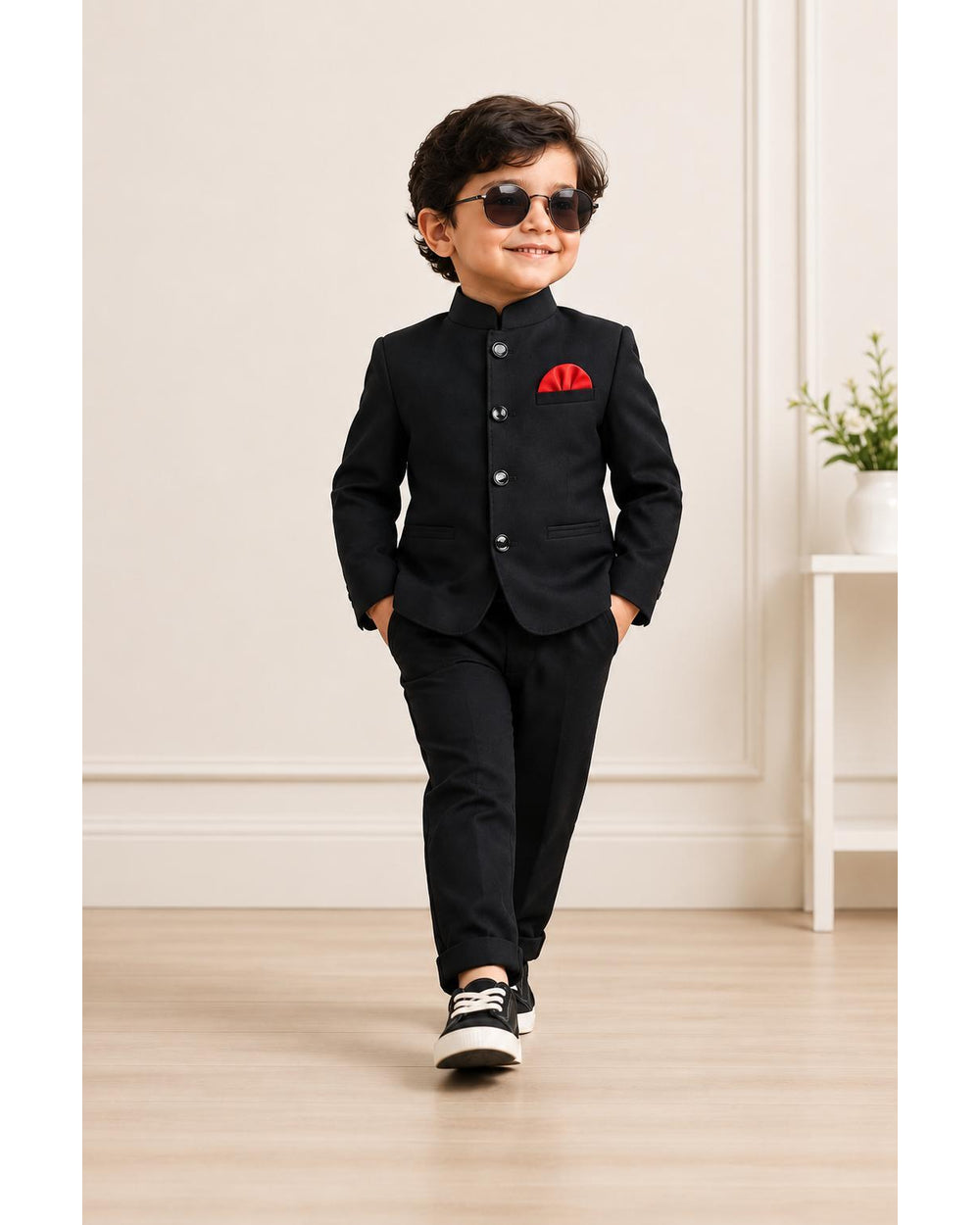 6010 black Jodhpuri suit for boys