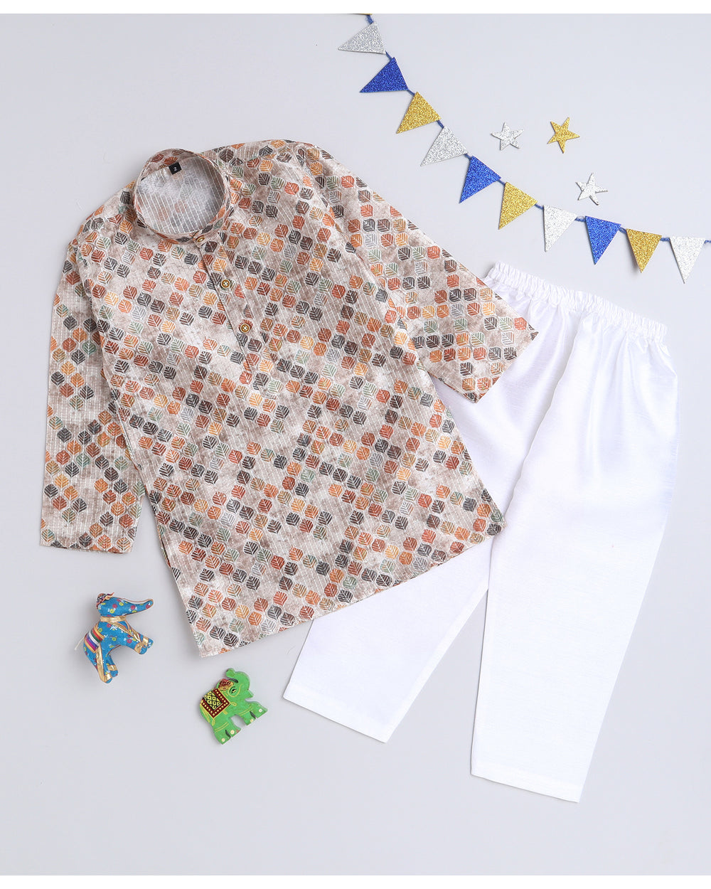 6042 brown printed kurta for boys