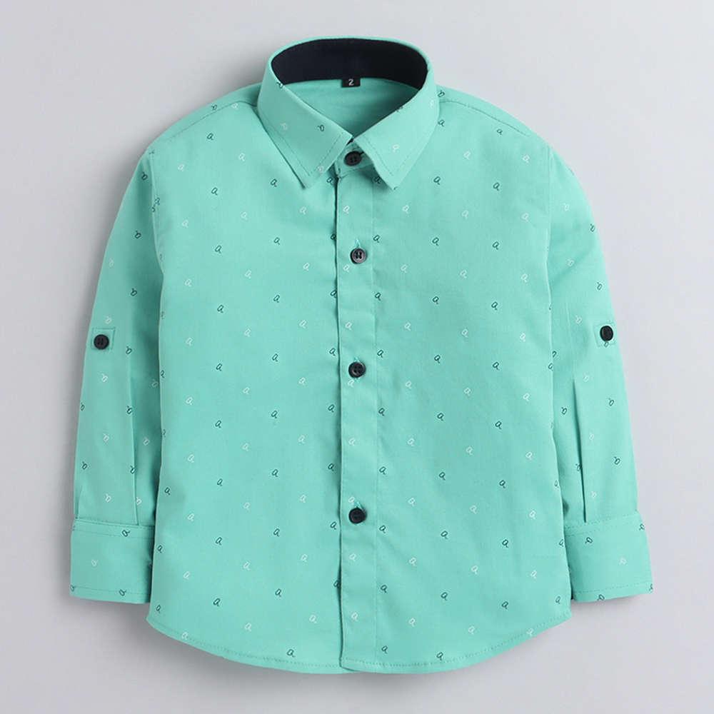 4007 Boys Pistachio Printed Shirt Pantset