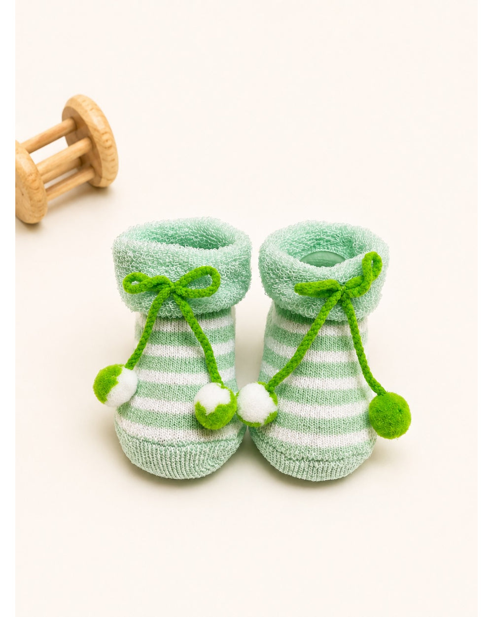 ChiqChaps green cherry striped socks for kids