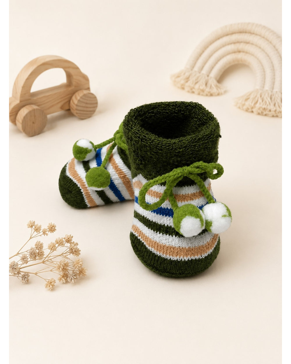 ChiqChaps bottle green cherry striped socks for kids