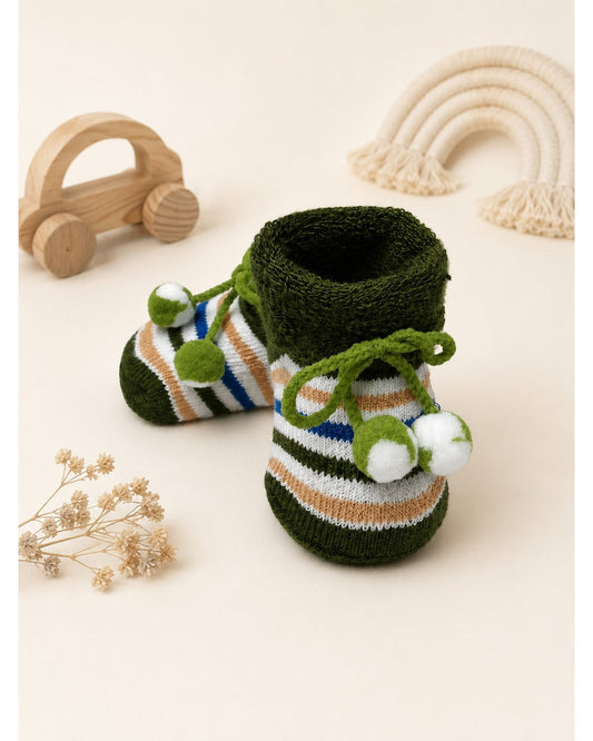 ChiqChaps bottle green cherry striped socks for kids