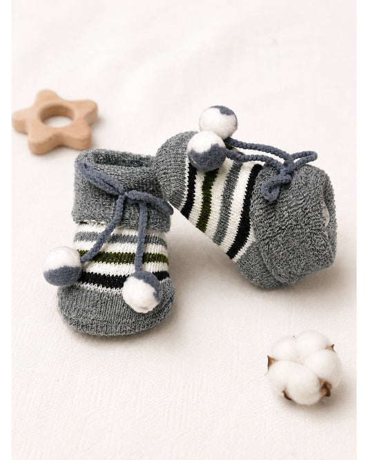 ChiqChaps grey cherry striped socks for kids