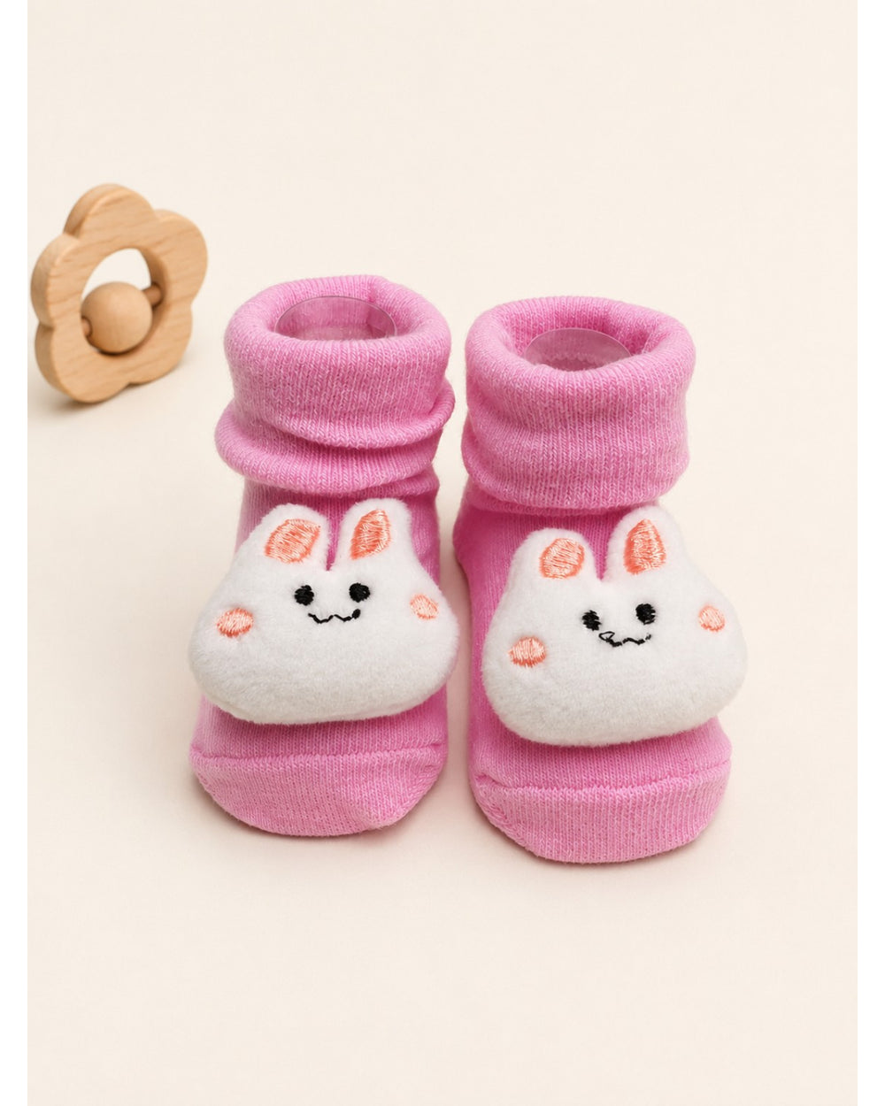 ChiqChaps pink bunny face socks for kids