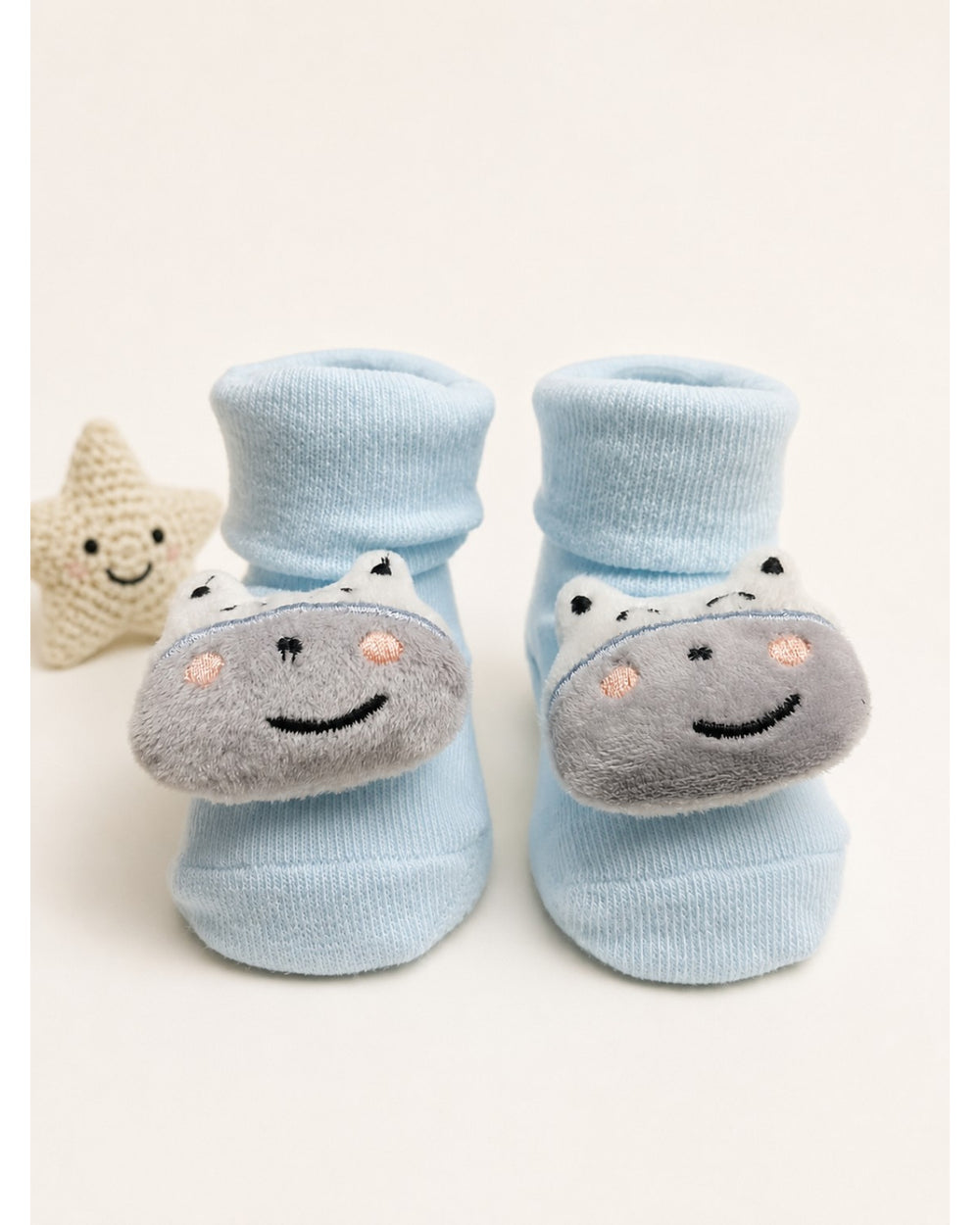 ChiqChaps blue hippo face socks for kids