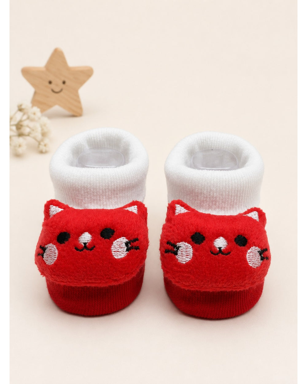ChiqChaps red and white cat face socks for kids