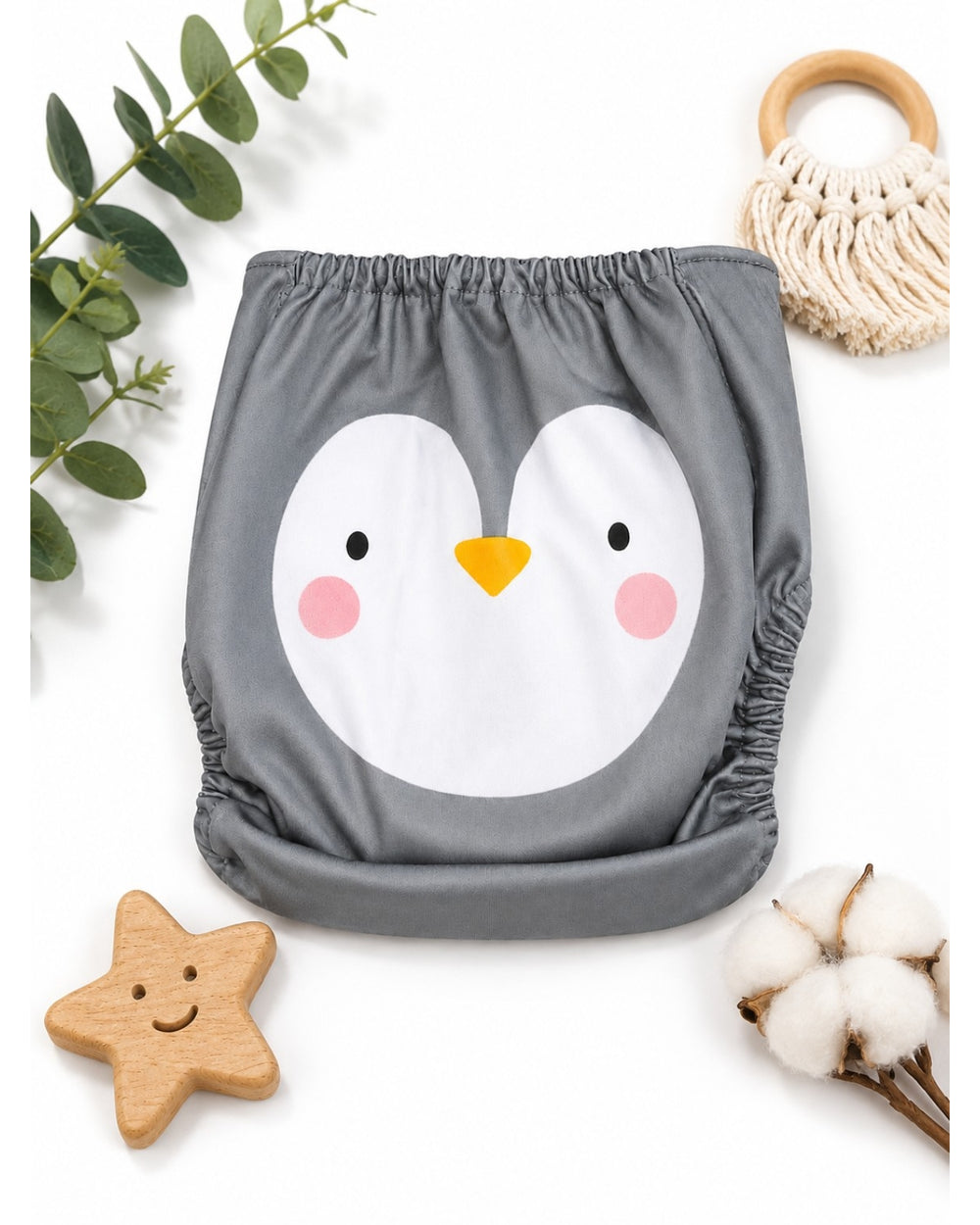 ChiqChaps grey penguin baby diaper