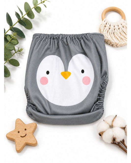 ChiqChaps grey penguin baby diaper