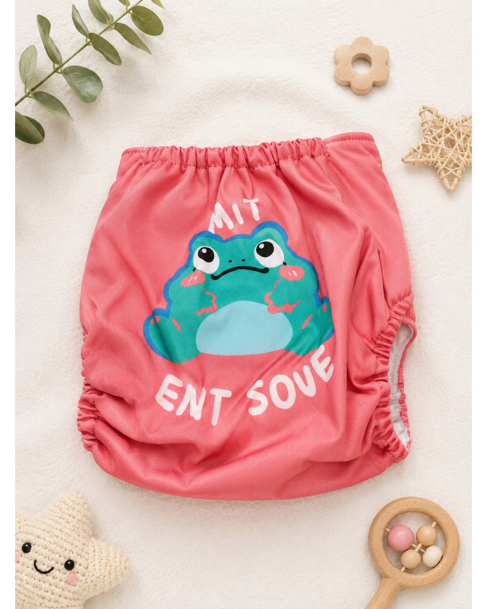 ChiqChaps peach frog baby diaper