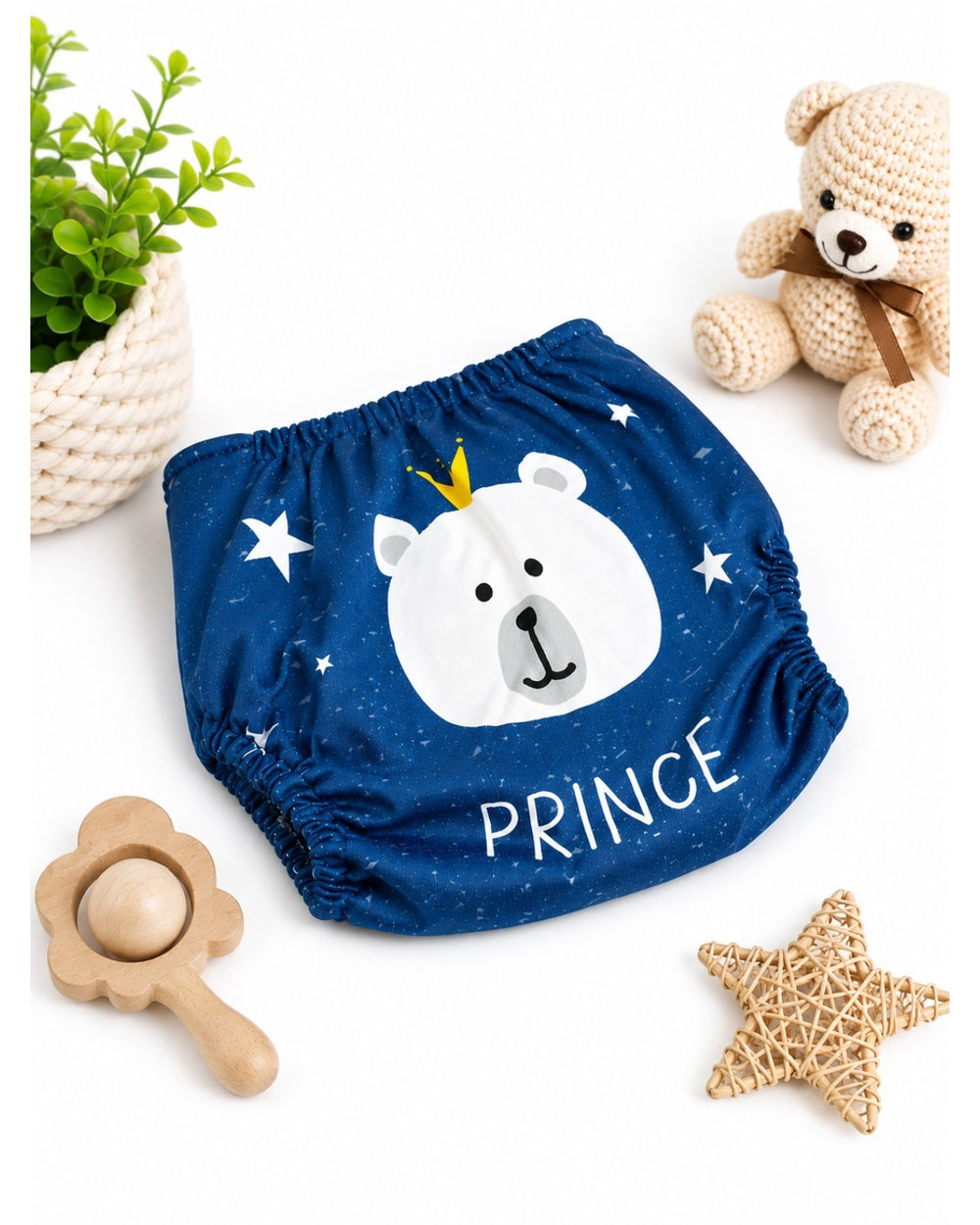 ChiqChaps navy blue and white bear baby diaper