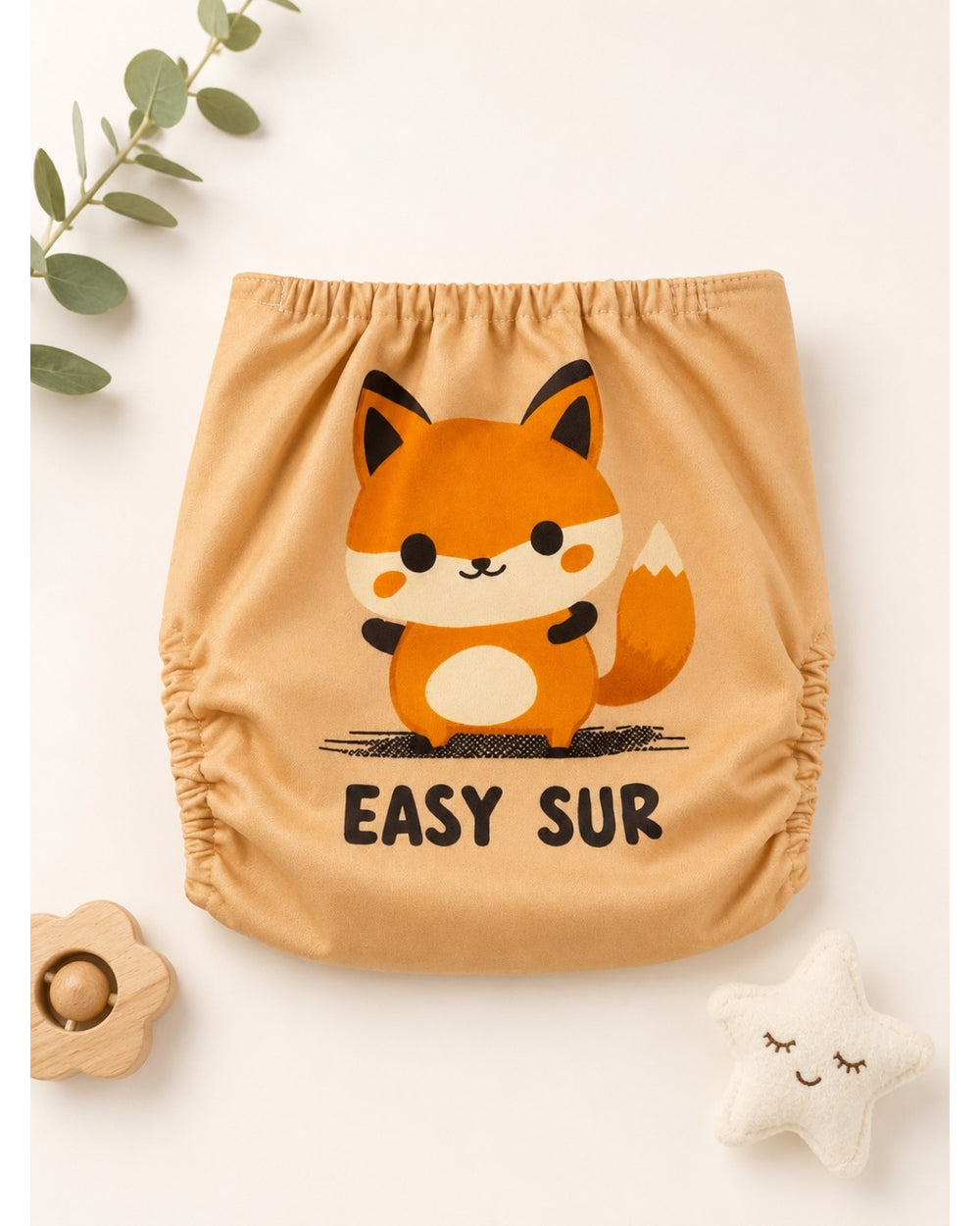 ChiqChaps orange fox print baby diaper