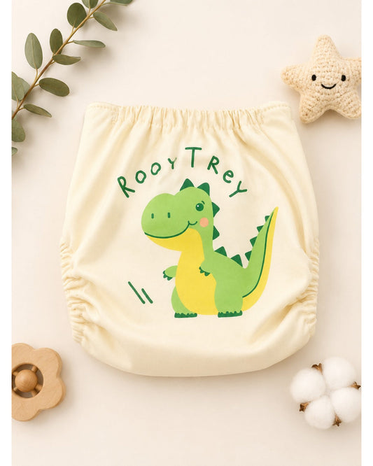 ChiqChaps green dinosaur print baby diaper