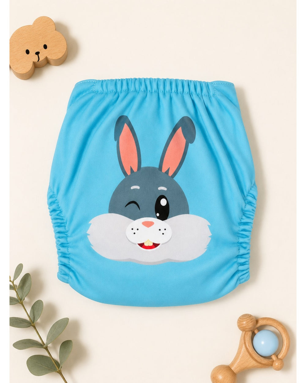 ChiqChaps blue bunny face print baby diaper
