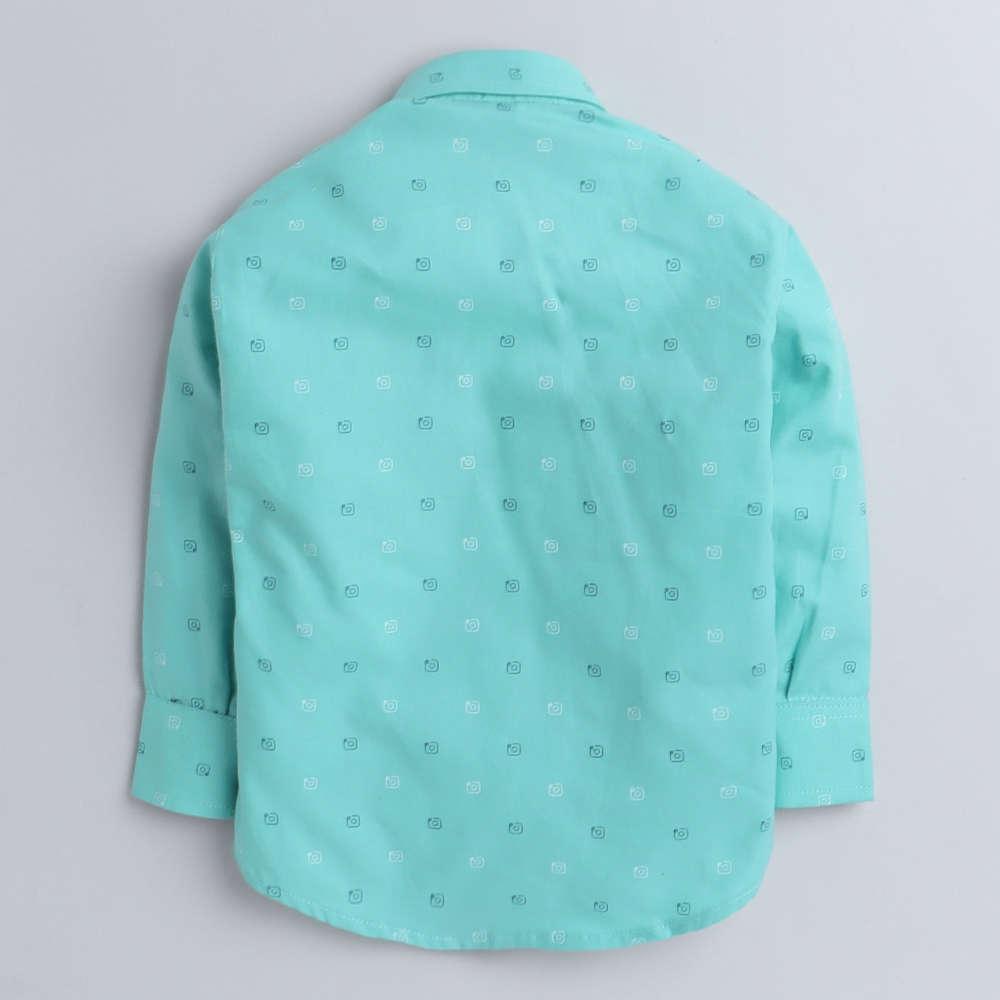 4026 Boys Printed Turquoise Shirt Pantset