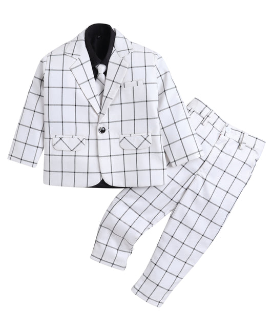 4075 White Checks Coat Suit