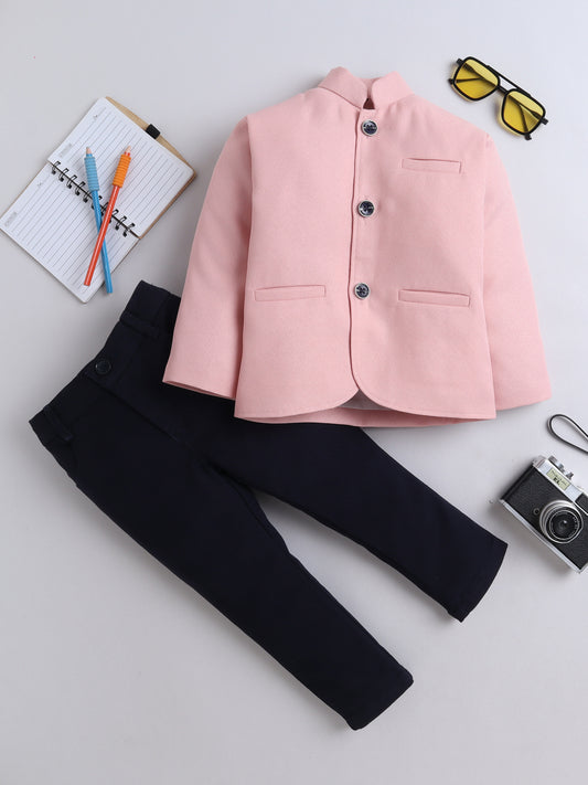 6064 Pink Bandhgala and Navy Denim