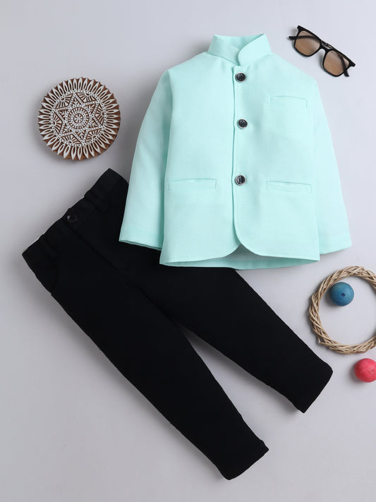 6065 Mint Bandhgala and Black Denim