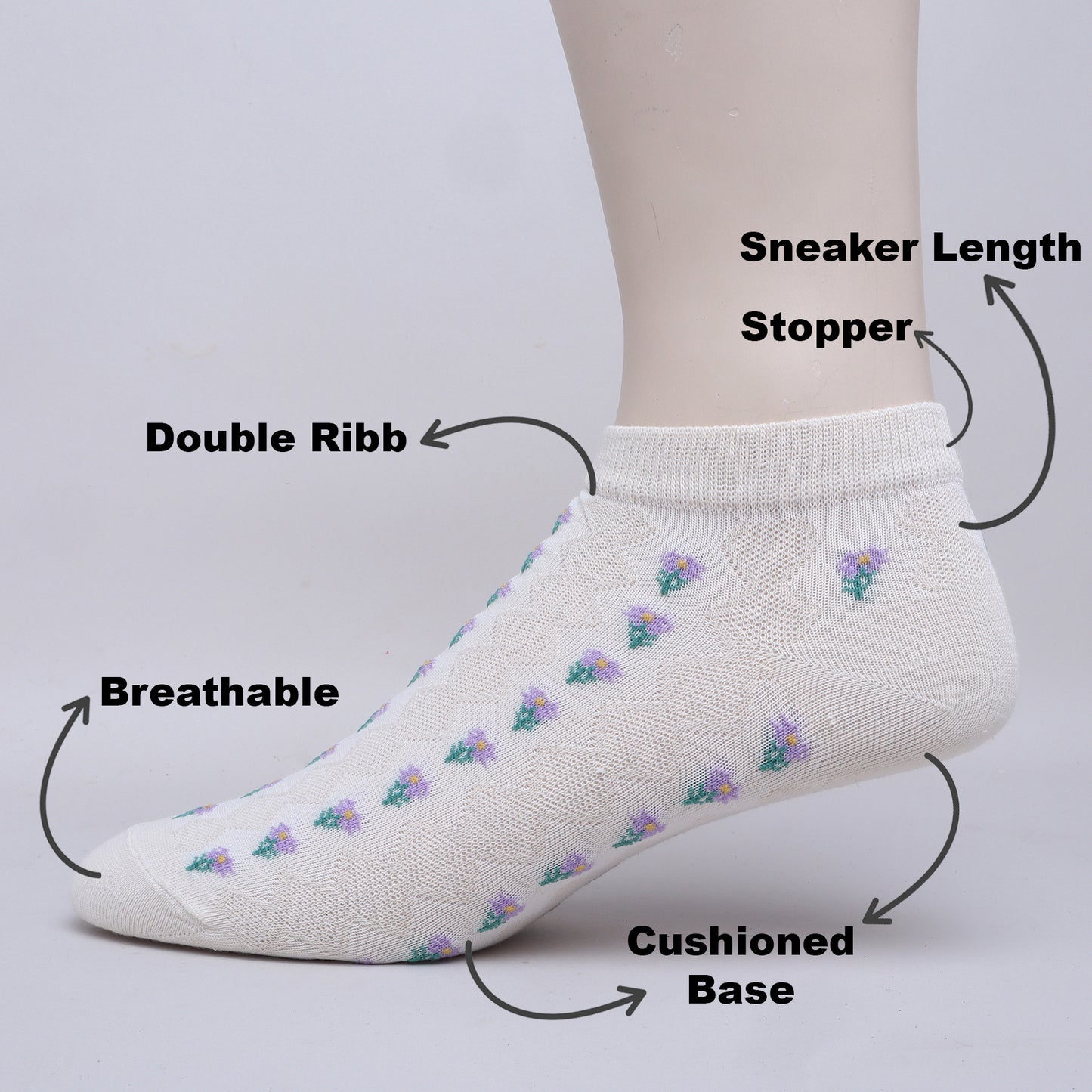 ChiqChaps Embroidered Floral Strips Socks