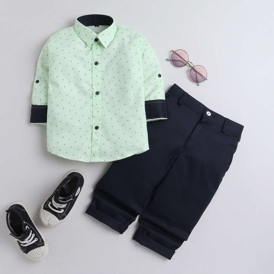 4022 Green Flower Pant Set
