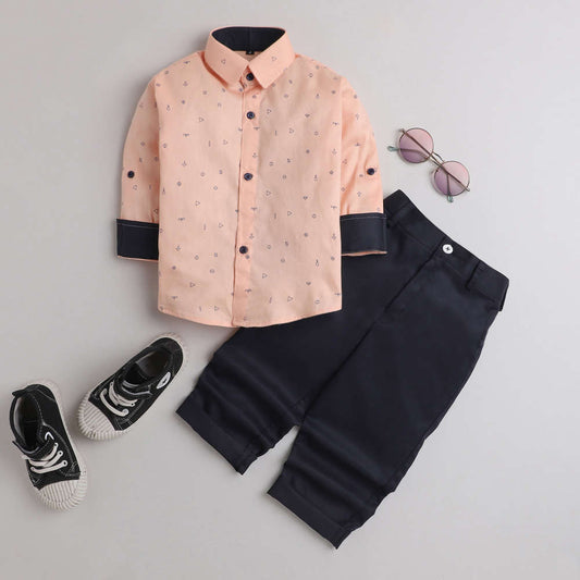 4027 Peach Geomentry Pant Set
