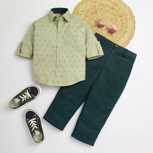 4035 Olive Flower Pant Set