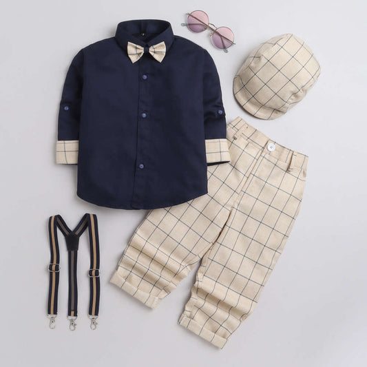 6007 Khakhi Checks Suspender Set