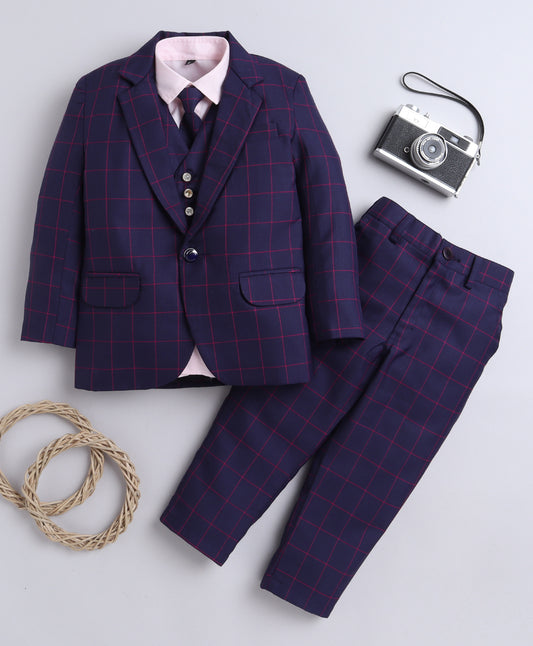 6032 Purple Checkered Coat Suit
