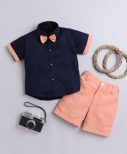 6036 Peach Shorts and Navy Blue Shirt