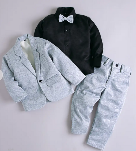 6062 Imported Grey with Black Satin Shirt