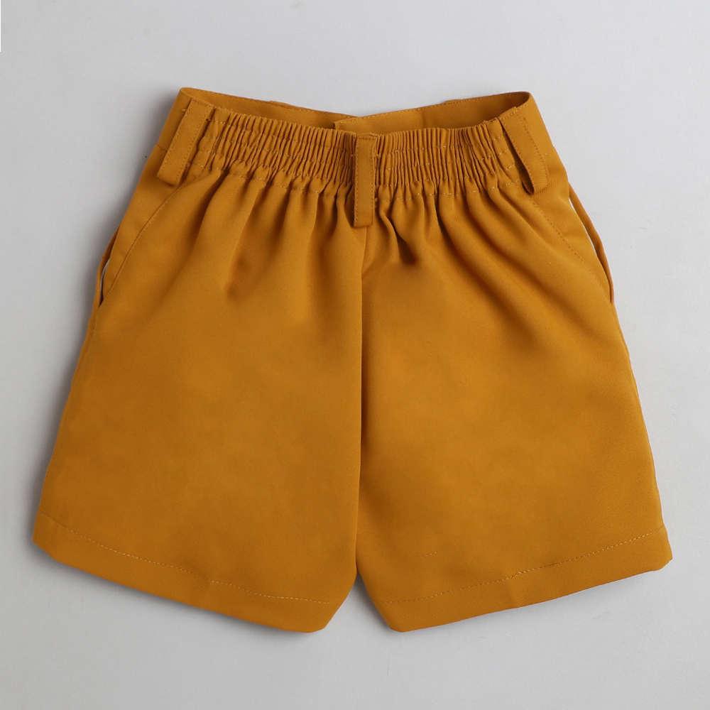 333Y Kids Yellow Solid Shirt, Bow Tie And Shorts