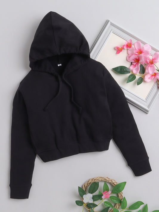 CHA Crop Hoodie Black