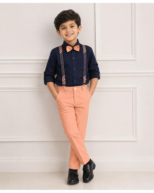 6051 navy and peach suspender set for boys