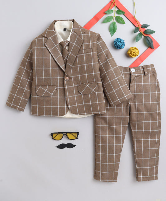 4076 Brown Checks Coat Suit