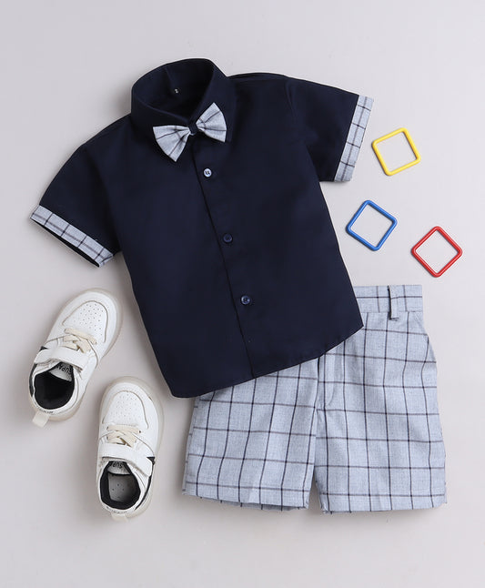 333G Grey Formal Short Set with Bow tie