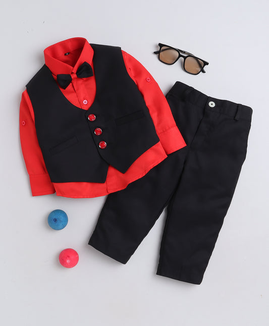 6027A Boys Black Red Waistcoat - Lil Homies