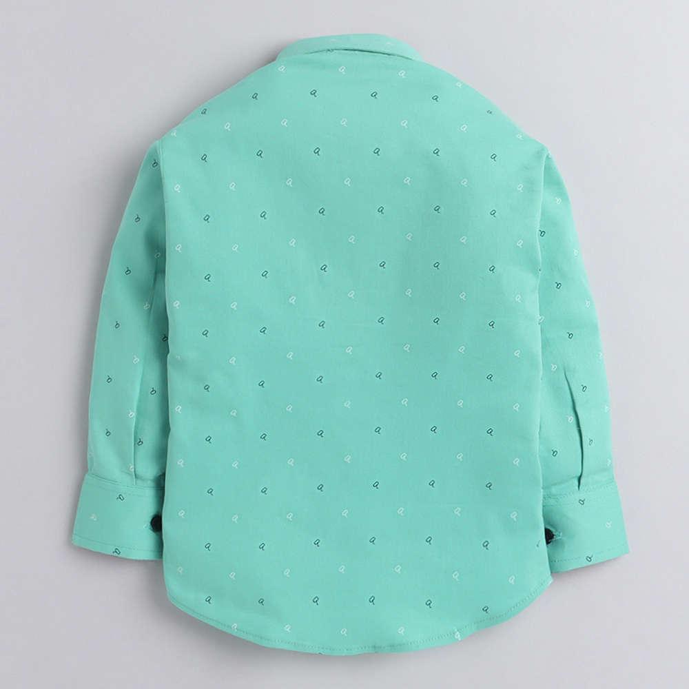 4007 Boys Pistachio Printed Shirt Pantset