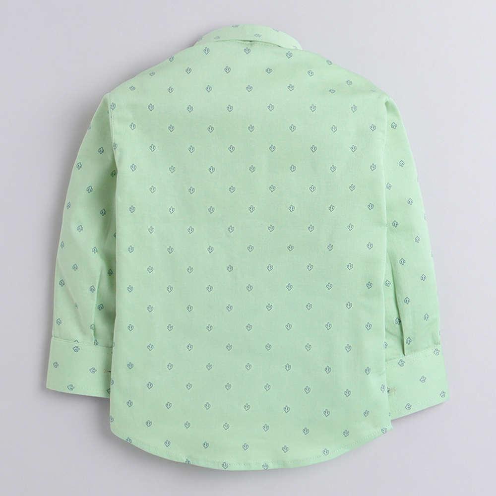 4001 Kids Shirt Pistachio Bow Tie And Pantset